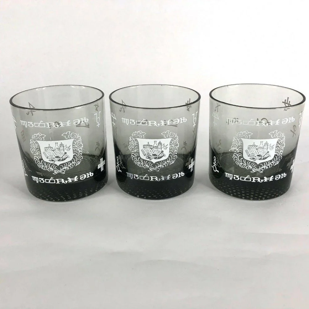 Set of 6 Pharmacy Symbol Glasses Barware Apothecary Tumblers MCM Lowball‎ Rocks